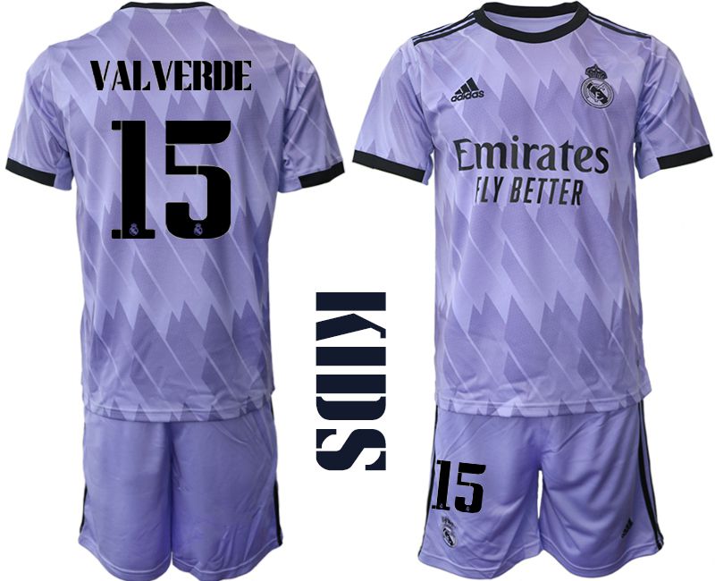 Cheap Youth 2022-2023 Club Real Madrid away purple 15 Soccer Jersey